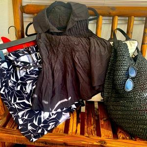 Black Crinkled Button Down Blouse